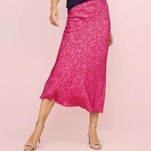 LOFT Vibrant Pink Animal Print Midi Skirt